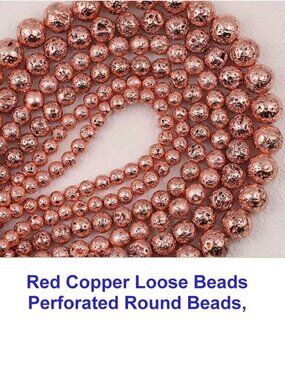 Red Copper Loose Beads, Perforated Round Beads